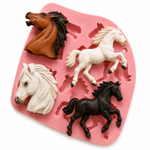 Molde de Silicone Cavalos Cowboy Doce,Vela Resina e Sabonete