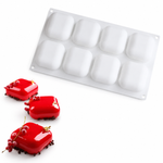 Forma de Silicone 8 cav Quadradas p/Mousse,  Bolo e Doces
