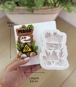 Molde de Silicone Dinossauro Placa Perigo para Doces 9x6cm
