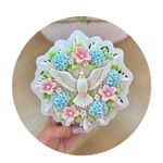 Molde de Silicone Espirito Santo Gigante  c Flores p/ Bolo 