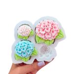 Molde de Silicone  Flores Hortencias para Decorar Bolo