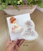 Molde de Silicone Menina Batizado de Costas 8cm para Decorar