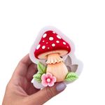 Molde de Silicone Cogumelo Jardim Flores p Decorar 7.5cm