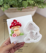 Molde de Silicone Cogumelo Jardim Flores p Decorar 7.5cm