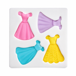4 Modelos Molde De Silicone Vestidos De Princesas 3cm 