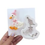 Molde de Silicon Pato Sentado Chapeu 8cm p/ Decorar