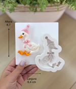 Molde de Silicon Pato Sentado Chapeu 8cm p/ Decorar