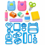 Kit Cortadores Dia dos Professores Caderno Lapis Itens 5cm