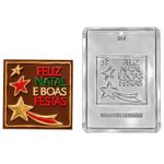 Forma de Acetato 10cm Feliz Natal e Boa Festas Chocolate