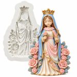 Molde de Silicone Religião Nossa Sra Santa c Flores 12cm