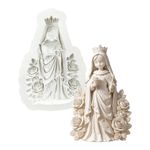 Molde de Silicone Religião Nossa Sra Santa c Flores 12cm