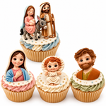 Molde de Silicone Apliques Sagrada Família de Natal 4 Cav