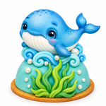 Molde De Silicone Fundo do Mar Baleia 6cm para Doces