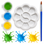 Kit Pincel Paleta e Tinta comestivel para pintura 3 cores
