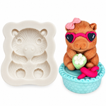 Molde de Silicone 3D Capivara Animal do Bosque 7cm