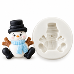 Molde de Silicone Natal - Boneco de Neve Sentado