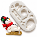 Molde de Silicone Natal - Boneco de Neve No Trenó