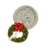 Molde de Silicone Guirlanda Com Pombinha Floral  Para Decorar Natal