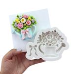 Molde de Silicone Regador Inverno c/ Flor Decorar Jardim
