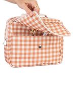 Necessaire 2 Zíperes | Xadrez Terracota