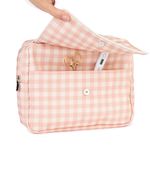 Necessaire 2 Zíperes | Xadrez Rose