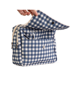Necessaire 2 Zíperes | Xadrez Azul Marinho