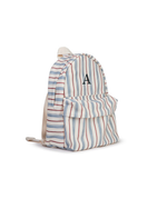 Mochila Kids + Estojo | Listrado Azul Claro E Vermelho