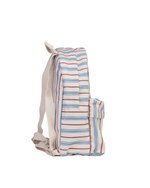 Mochila Kids + Estojo | Listrado Azul Claro E Vermelho