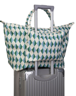 Bolsão Necessaire | Losango 2 Cores Azul Claro e Verde Escuro