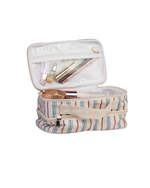 Necessaire Maquiagem Dupla  | Listrado Azul Claro E Vermelho