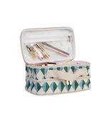 Necessaire Maquiagem Dupla  | Losango 2 Cores Azul Claro E Verde Escuro