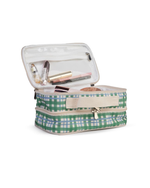 Necessaire Maquiagem Dupla | Xadrez 2 Cores Azul Claro E Verde Escuro
