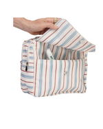 Necessaire 2 Zíperes | Listrado Azul Claro E Vermelho
