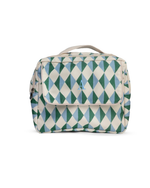 Necessaire 2 Zíperes | Losango 2 Cores Azul Claro E Verde Escuro
