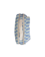 Necessaire 2 Zíperes | Listrado 2 Cores Azul Claro E Verde Escuro