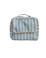 Necessaire 2 Zíperes | Listrado 2 Cores Azul Claro E Verde Escuro