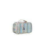Kit Necessaire Maletinha | Listrado 3 Cores Azul E Verde