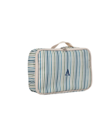 Kit Necessaire Maletinha | Listrado 3 Cores Azul E Verde