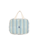 Necessaire 2 Lados | Listrado 3 Cores Azul E Verde