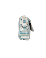 Necessaire 2 Zíperes | Listrado 3 Cores Azul E Verde