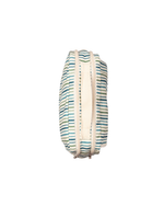 Necessaire 2 Zíperes | Listrado 3 Cores Azul E Verde