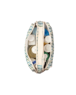 Necessaire 2 Zíperes | Listrado 3 Cores Azul E Verde