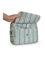 Necessaire 2 Zíperes | Listrado 3 Cores Azul E Verde