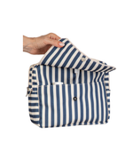 Necessaire 2 Zíperes | Listrado Azul Marinho