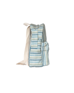 Mochila Kids + Estojo | Listrado 3 Cores Azul E Verde