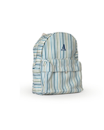 Mochila Kids + Estojo | Listrado 3 Cores Azul E Verde