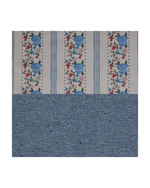 Bota de Natal Com Bordado OLIVIA | Listrado Floral + Cinza Blue