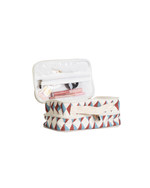 Necessaire Maquiagem Dupla | Losango Azul Claro E Terra