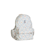 Mochila Kids + Estojo | Losango Azul Claro E Florzinhas