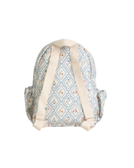 Mochila Kids + Estojo | Losango Azul Claro E Florzinhas